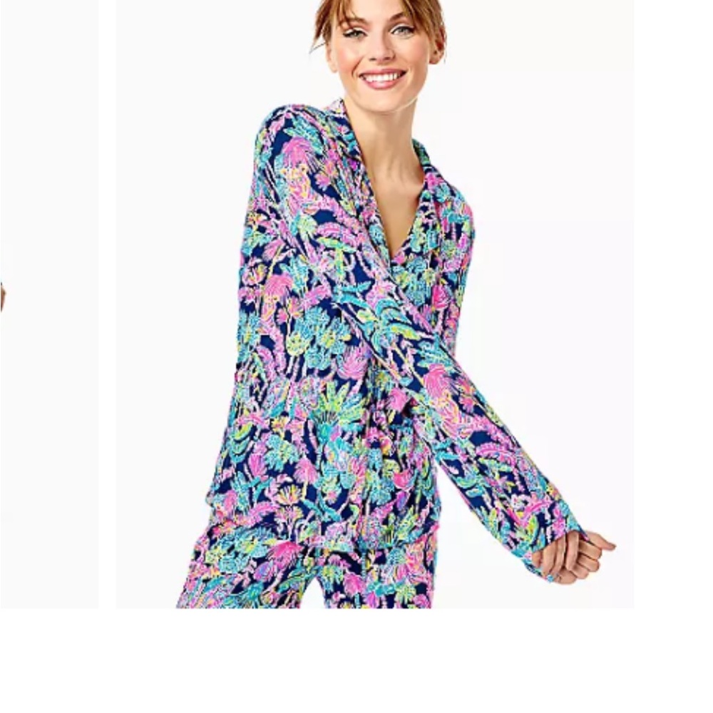 Lilly Pulitzer Oyster Bay Long Sleeve Pajama Set sz XL